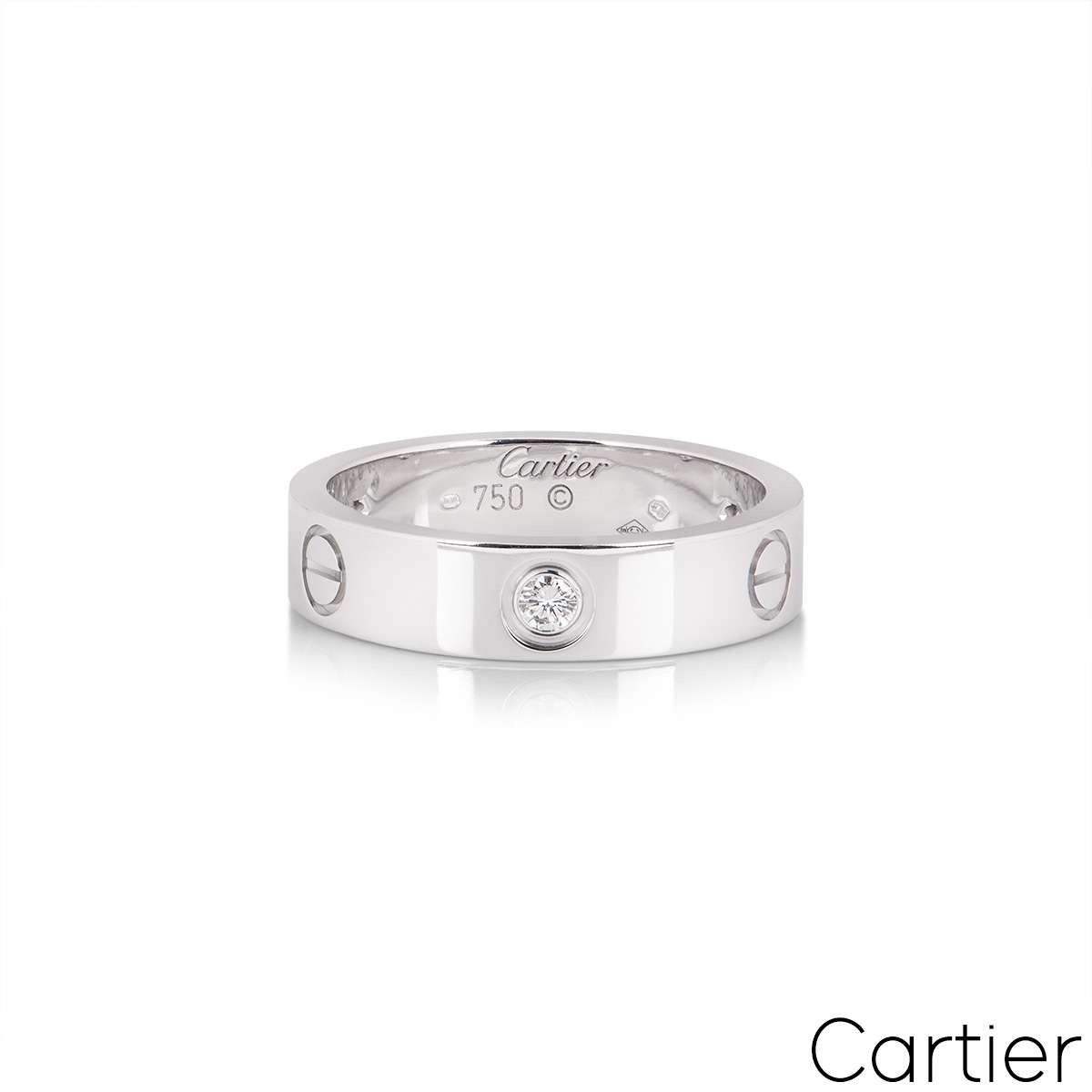 Cartier White Gold Half Diamond Love Ring Size 49 B4032500